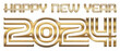 2024 Happy new Year gold Text Design isoliert transparent.