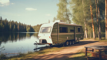 Trailer Of Mobile Home Or Recreational Vehicle Stand.