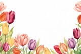Fototapeta Tulipany - watercolor tulip flower frame background