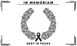 Black Respect ribbon and black rose round on white background Banner. Rest in Peace Funeral Vector Illustration.
