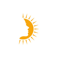 sun and beauty face logo vector stock illustration