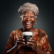 a woman holding a coffee cup