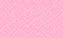 Modern And Minimalist Heart Pattern Background With Pink Heart Lines. Printable Vector Container Background For Valentine's Day.