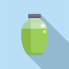 Sticker - Wasabi liquid pot icon flat vector. Asian sushi plant. Japanese root paste