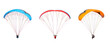 collection Bright colorful parachute on transparent background. png file. Concept of extreme sport, taking adventure challenge.	