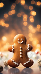 Wall Mural - gingerbread man with christmas tree