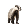 close up of a badger isolated on white background
