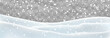 Vector heavy snowfall with snowbanks field. Snow landscape decoration, frozen hills isolated on png background. Snow flakes, snow and blizzard falling on snowdrifts. Christmas vector illustration