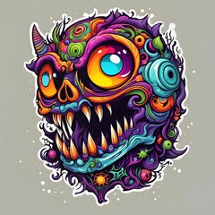  AI generated illustration of a monstrous character in vibrant colors for Halloween