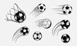 Set of Hand Drawn Soccer ball icons in motion. Vector illustration