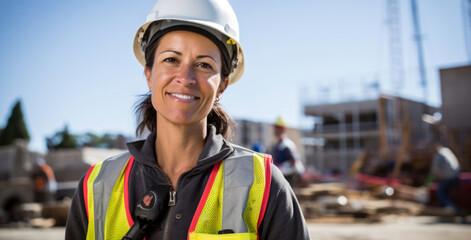 Canvas Print -  female worker on construction site 