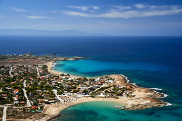 Wall Mural - The sea and the beach from a bird's eye view in Stavros  on the island of Crete