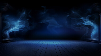 Wall Mural - dark empty room with smoke.