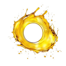 Splash Of Olive Or Engine Oil Arranged In A Circle Isolated On Transparent Or White Background