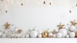 3d rendering of Christmas balls and decoration on white background