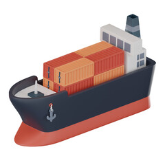 Wall Mural - Cargo ship logistics icon 3D render.