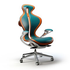 Sticker - A modern office chair with orange and blue accents, AI