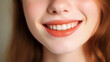 © AngrySun - Closeup of beautiful smile of young woman with healthy white teeth. Healthcare concept. Generative AI