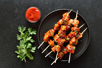 Canvas Print - Teriyaki chicken skewers