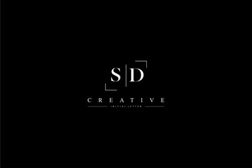 Sticker - minimalist SD initial logo with simple vertical stroke line in black