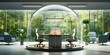 The Office in a Bubble working inside a protective energy bubble, Modern office interior with furniture  Generative Ai