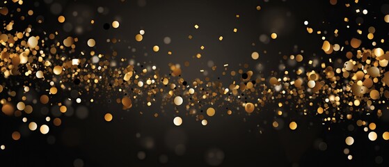 Golden glitter and confetti festivity: elegant Christmas vector background on a black canvas