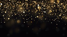 Gold Glitter And Confetti On Black Background For Christmas Celebration - Festive Vector Illustration