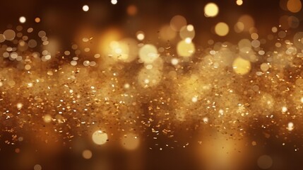Wall Mural - golden christmas particles and sprinkles for a festive celebration - shiny golden lights wallpaper b