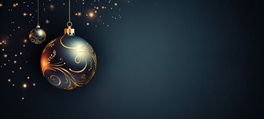 Wall Mural - Christmas ball on dark background. AI Generative.