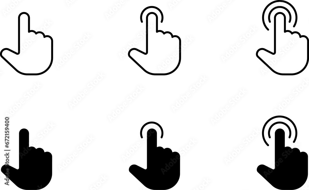 Computer mouse click cursor black arrow icons set. Cursor icon. Vector ...