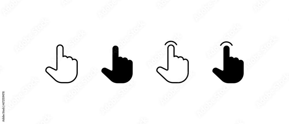 Computer mouse click cursor black arrow icons set. Cursor icon. Vector ...