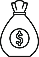 Poster - Dollar money bag icon outline vector. Sign currency wallet safe. Coin finance