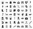 Emergency room icons set simple vector. Surgery medical scan. Insurance care patient