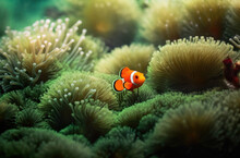 Clownfish Swimming In A Vibrant Coral Reef