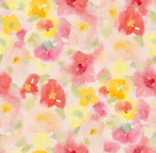 Blurry Fuzzy Floral Seamless Repeat Pattern. Color Blurred Abstract Flowers In Trendy Style. Backdrop For Fabric