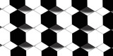 Fototapeta Do przedpokoju - Abstract black and white background with hexagon and hexagonal background. geometric mesh cell texture. 3D futuristic abstract honeycomb mosaic background.