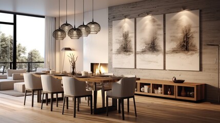 Wall Mural - Modern setting in the dining area of the apartment. Generative AI