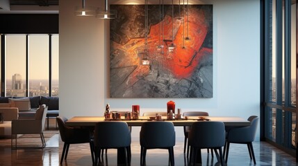 Wall Mural - Modern setting in the dining area of the apartment. Generative AI