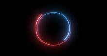 Futuristic Neon Colored Retro Style Glowing Circles Motion Graphic In 4K. Loop Animation Video Of Neon Glowing Stylish Circle Shape Bg In 4096x2160. Neon Lights. 4K Circle Lights Footage.
