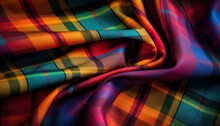 Photo Of Multicolored Plaid Fabric With Vibrant Patterns