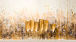 fond pour carte d'invitation à une soirée de gala ou du nouvel an avec champagne et couleurs dorées