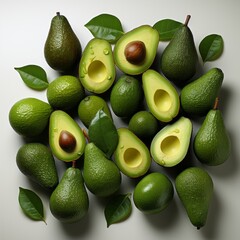 Wall Mural - Avocados pattern, isolated, AI generated