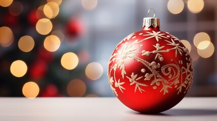 Wall Mural - Bauble on the background of a Christmas tree. Generative AI