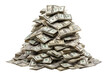 Stacks of Money Isolated On Transparent Background.