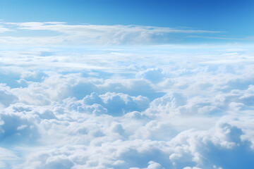 Wall Mural - aerial view of clouds and blue sky. view from airplane window ai generated art