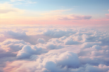 Wall Mural - beautiful aerial view above clouds on blue sky. 3d illustration ai generated art
