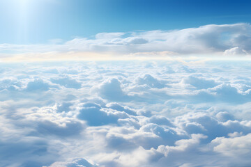 Wall Mural - beautiful aerial view above clouds on a sunny day. 3d illustration ai generated art