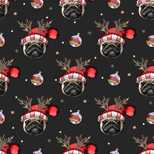 Cute Pug Dog Seamless Pattern Free Stock Photo - Public Domain Pictures