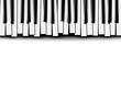 Top view of flat stylized monochrome piano keyboard on transparent background. Music concert invitation card.