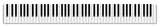 Top view of realistic shaded monochrome piano keyboard on transparent background